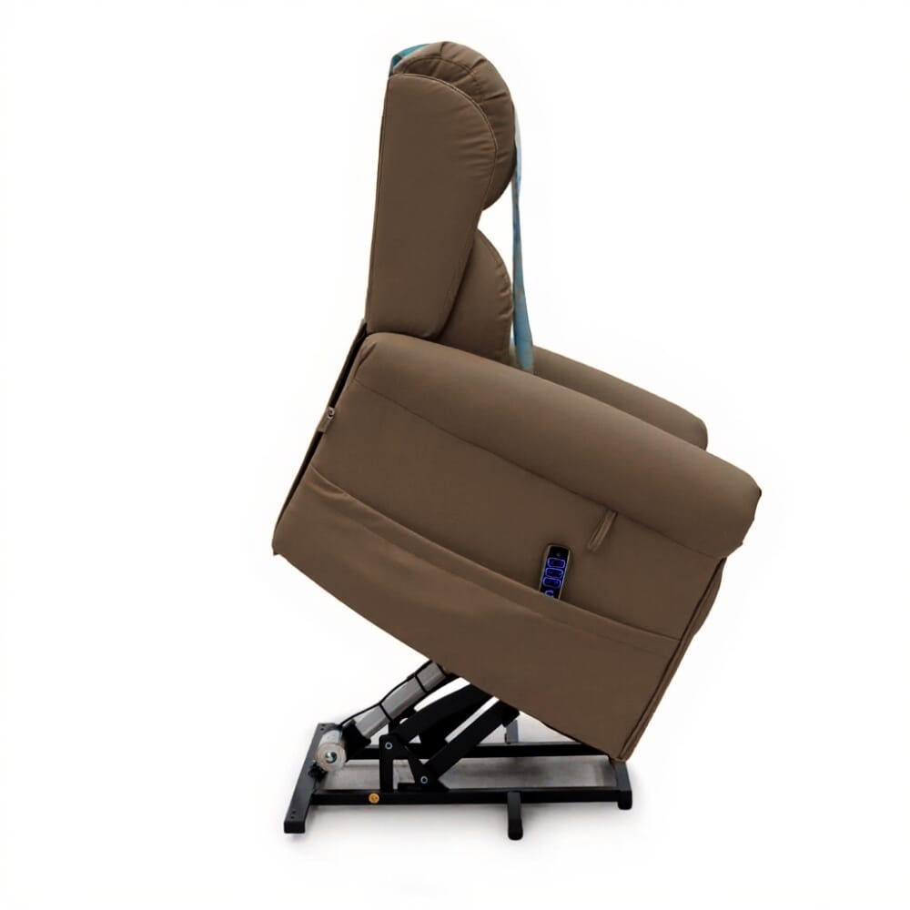 dallux nevis healthcare luxury rise recline chair chestnut rising side