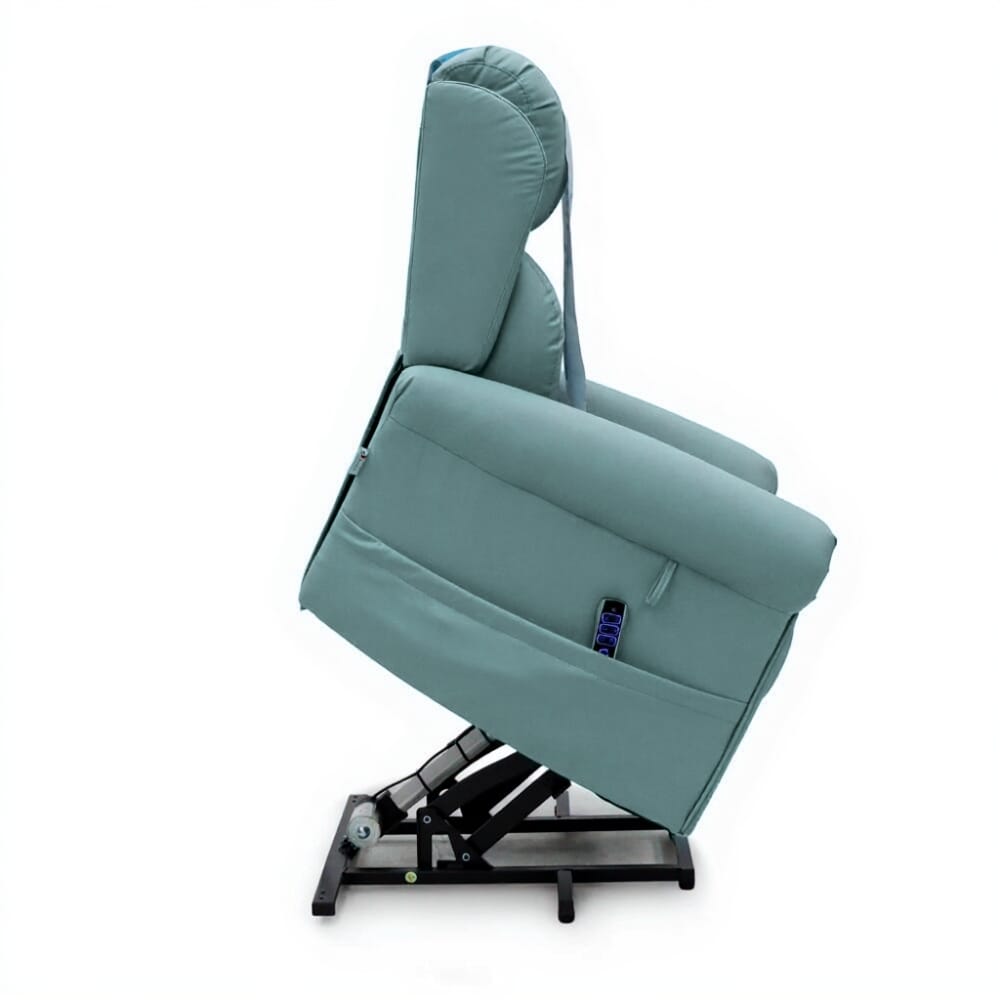 dallux nevis healthcare luxury rise recline chair jade rising side view