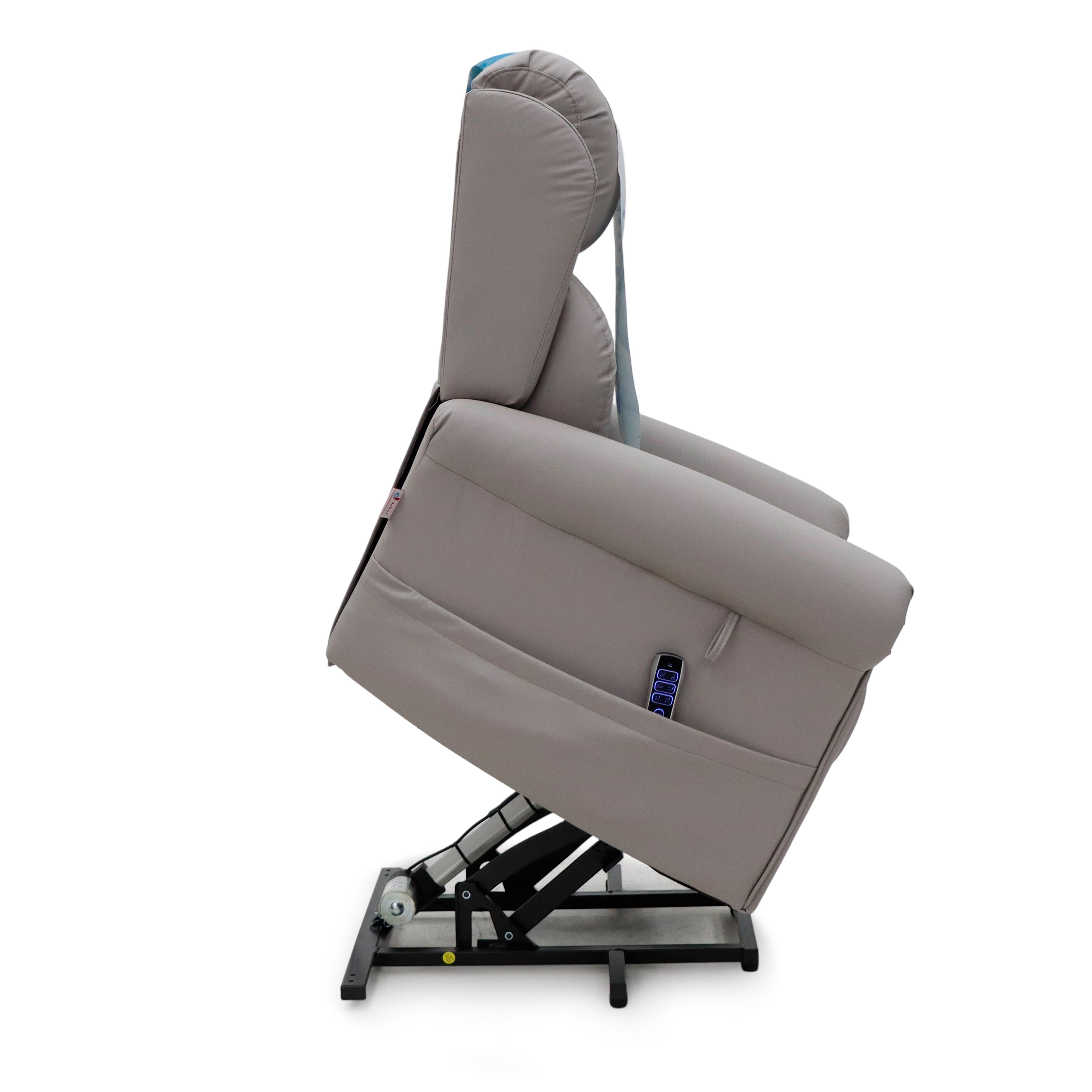 dallux nevis healthcare luxury rise recline chair pebble rising side view