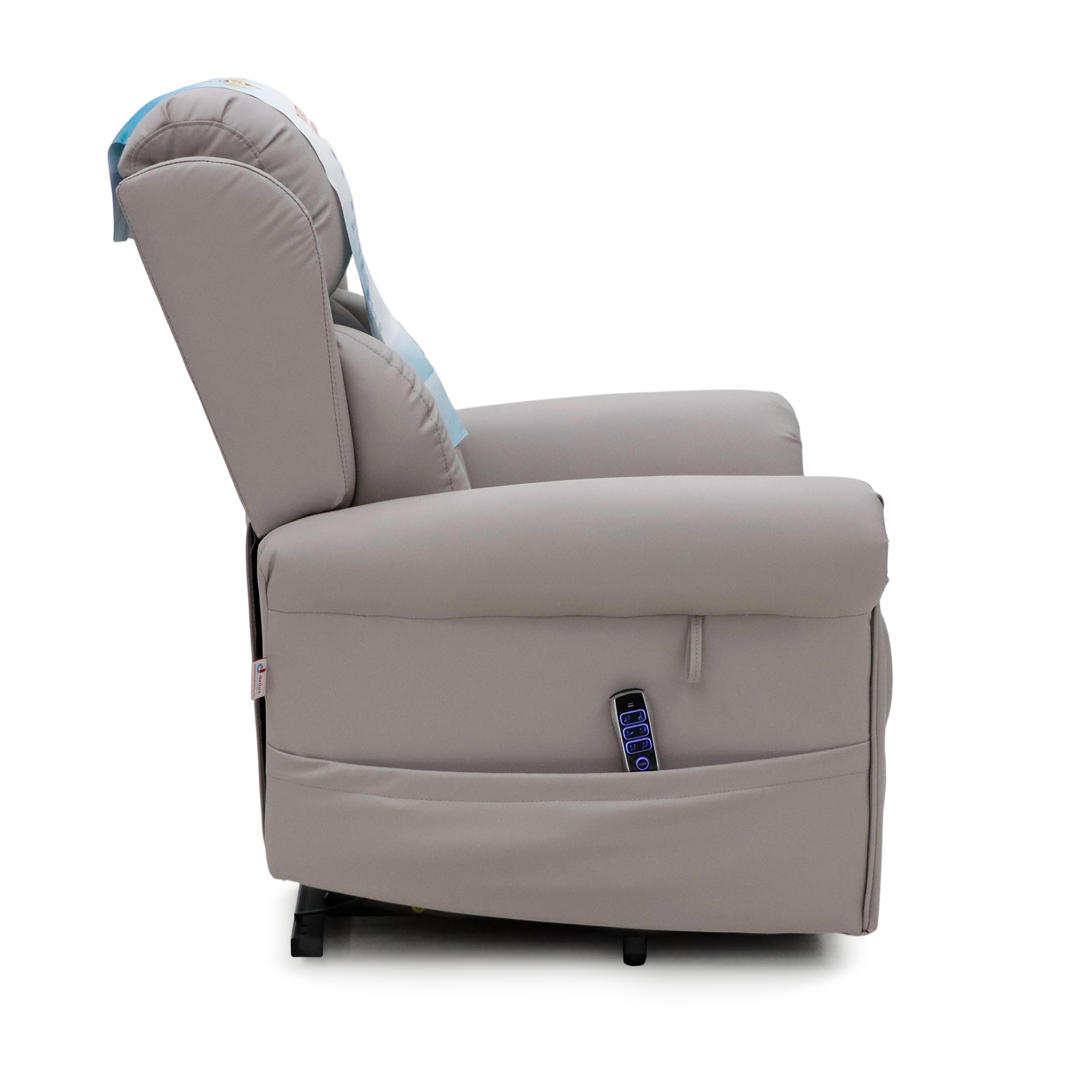 dallux nevis healthcare luxury rise recline chair pebble side view