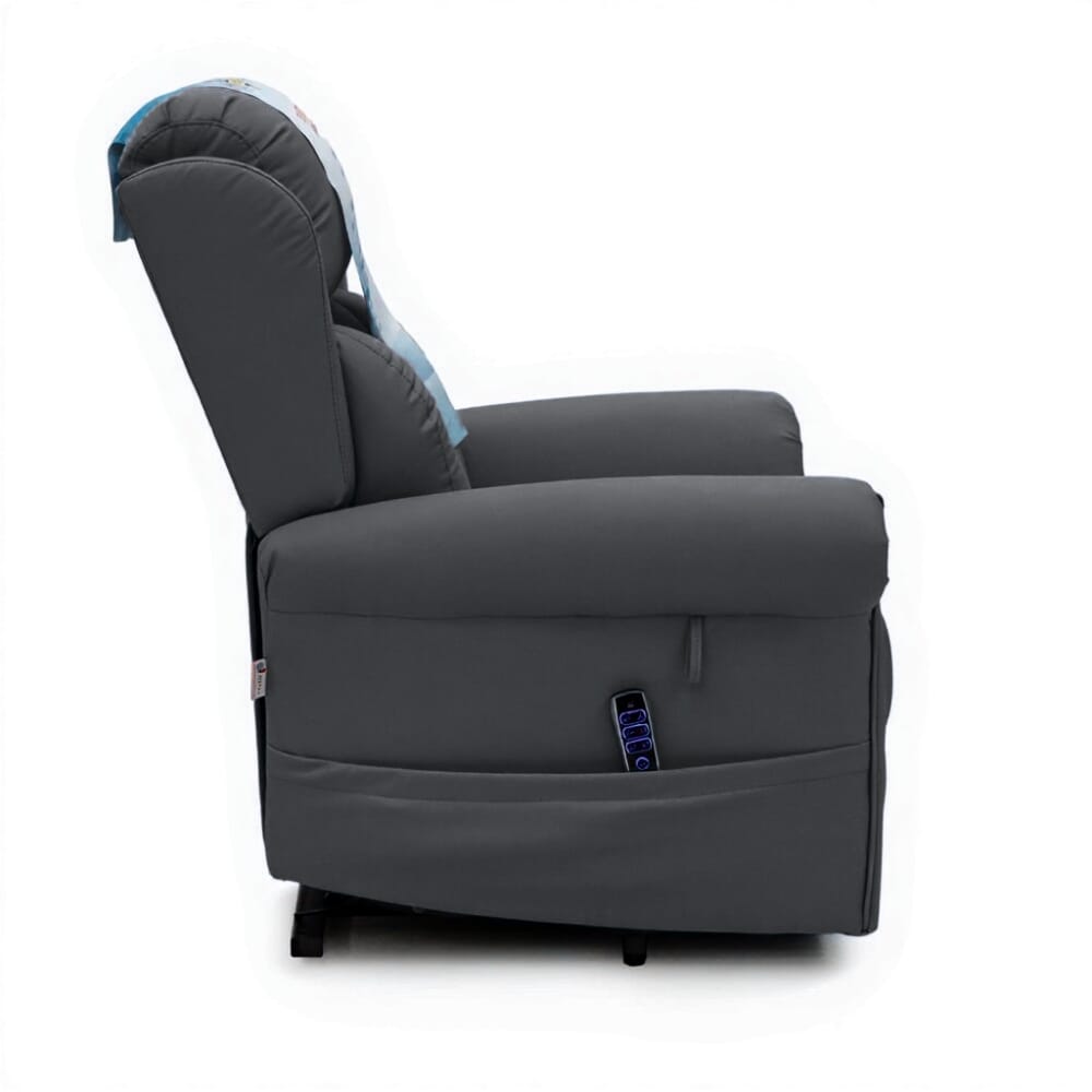 dallux nevis healthcare luxury rise recline chair slate side