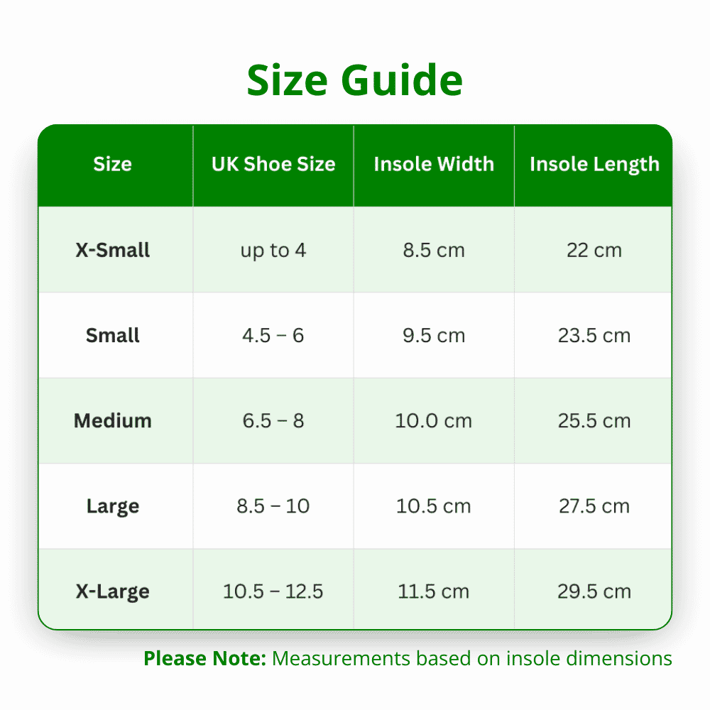 darco slimline cast boot size guide