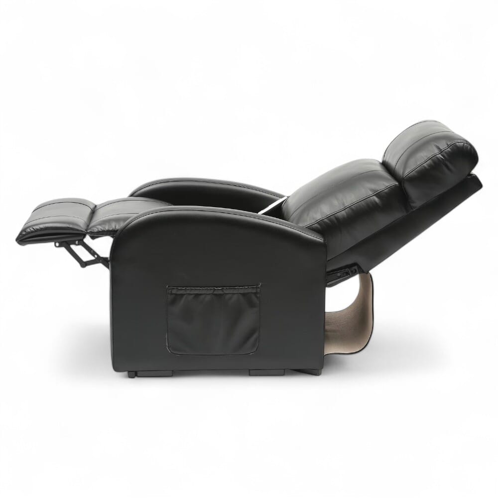 daresbury riser recliner chair pu upholstery black reclining side view