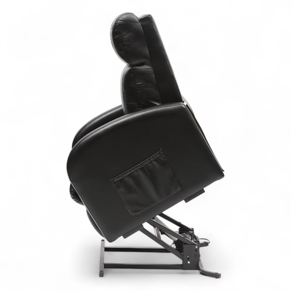daresbury riser recliner chair pu upholstery black rising side view