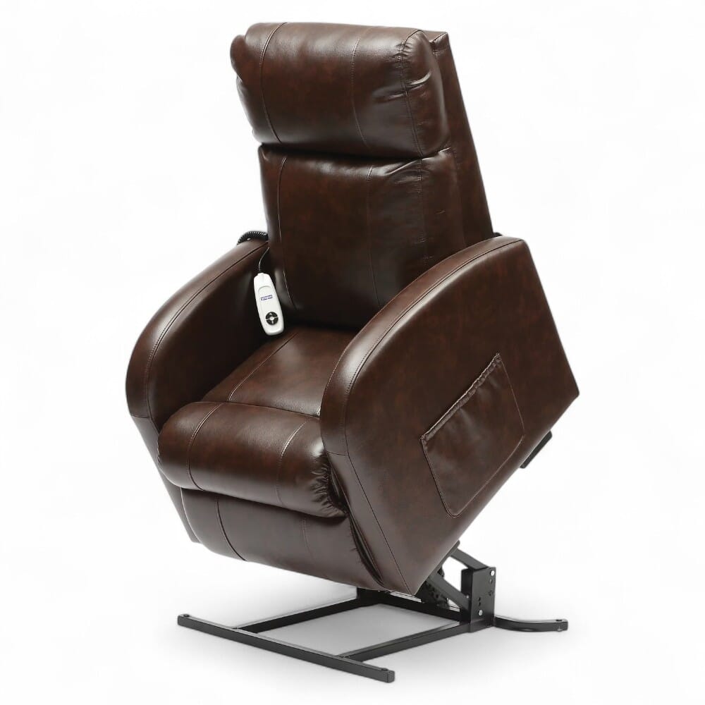 daresbury riser recliner chair pu upholstery chestnut rising