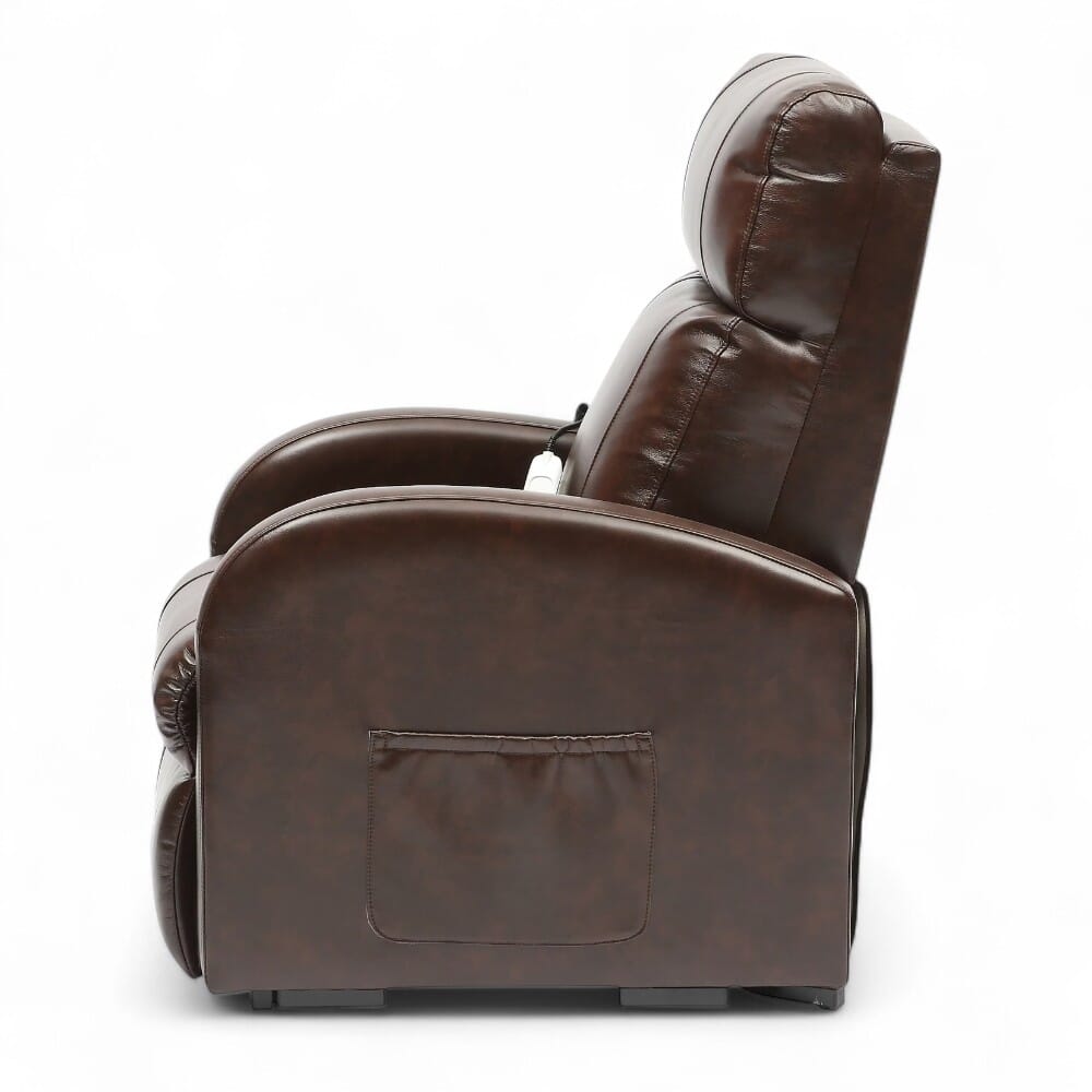 daresbury riser recliner chair pu upholstery chestnut side view