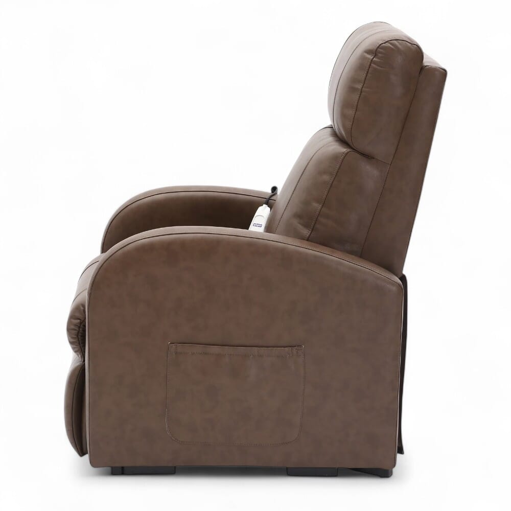 daresbury riser recliner chair pu upholstery nutmeg side view