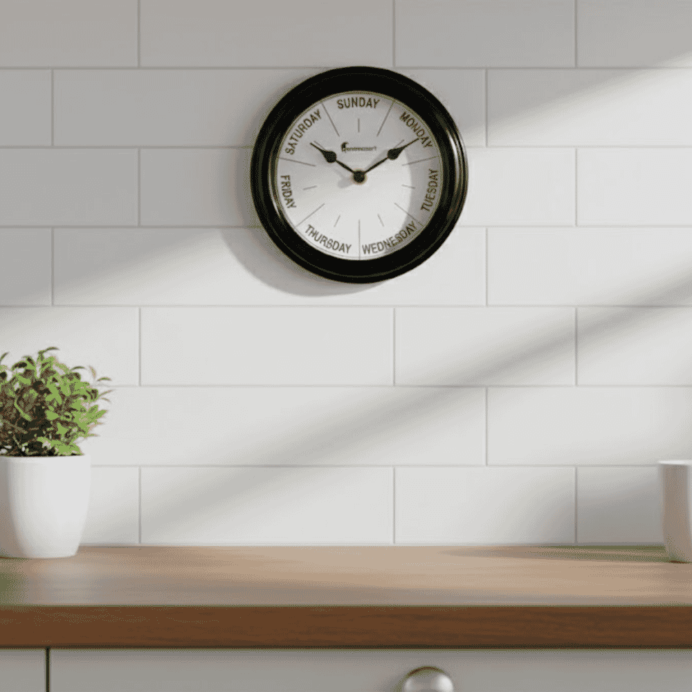 day of the week wall clock kitchen