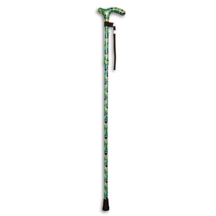 deluxe folding walking cane peacock