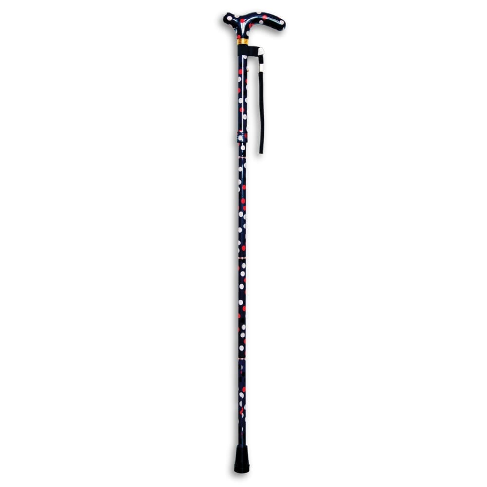 deluxe folding walking cane polka dot