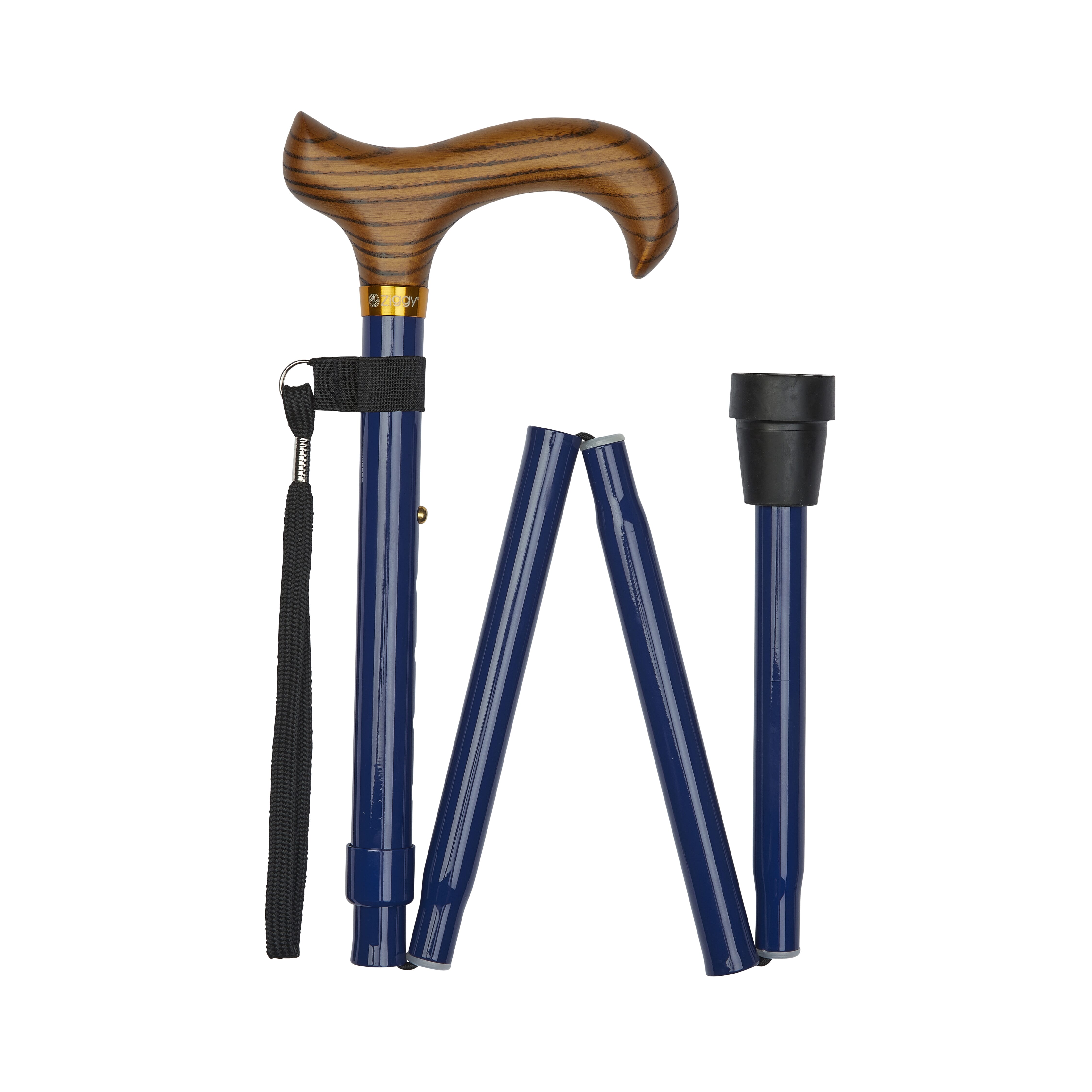 deluxe folding walking stick blue folded