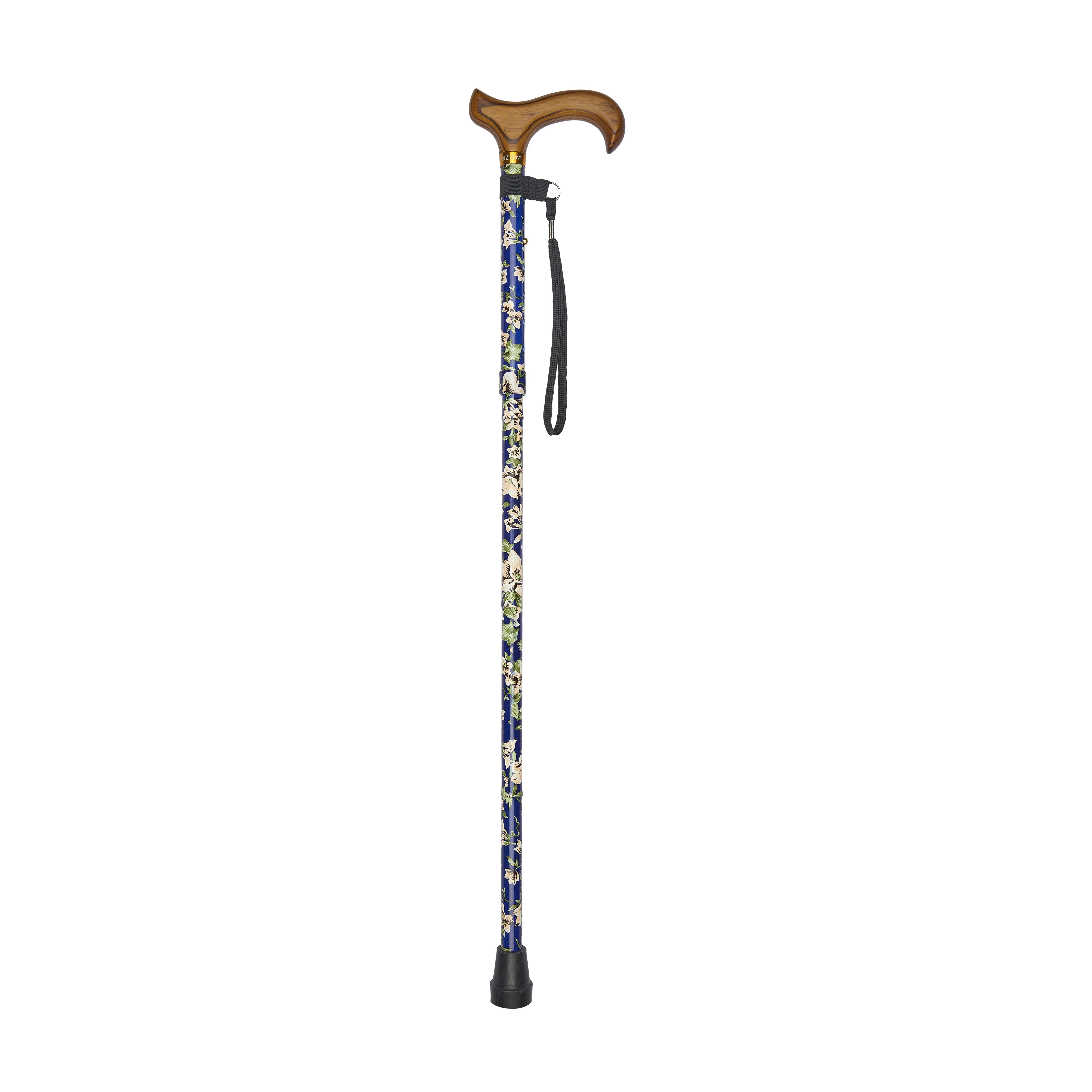 deluxe folding walking stick blue morris pattern