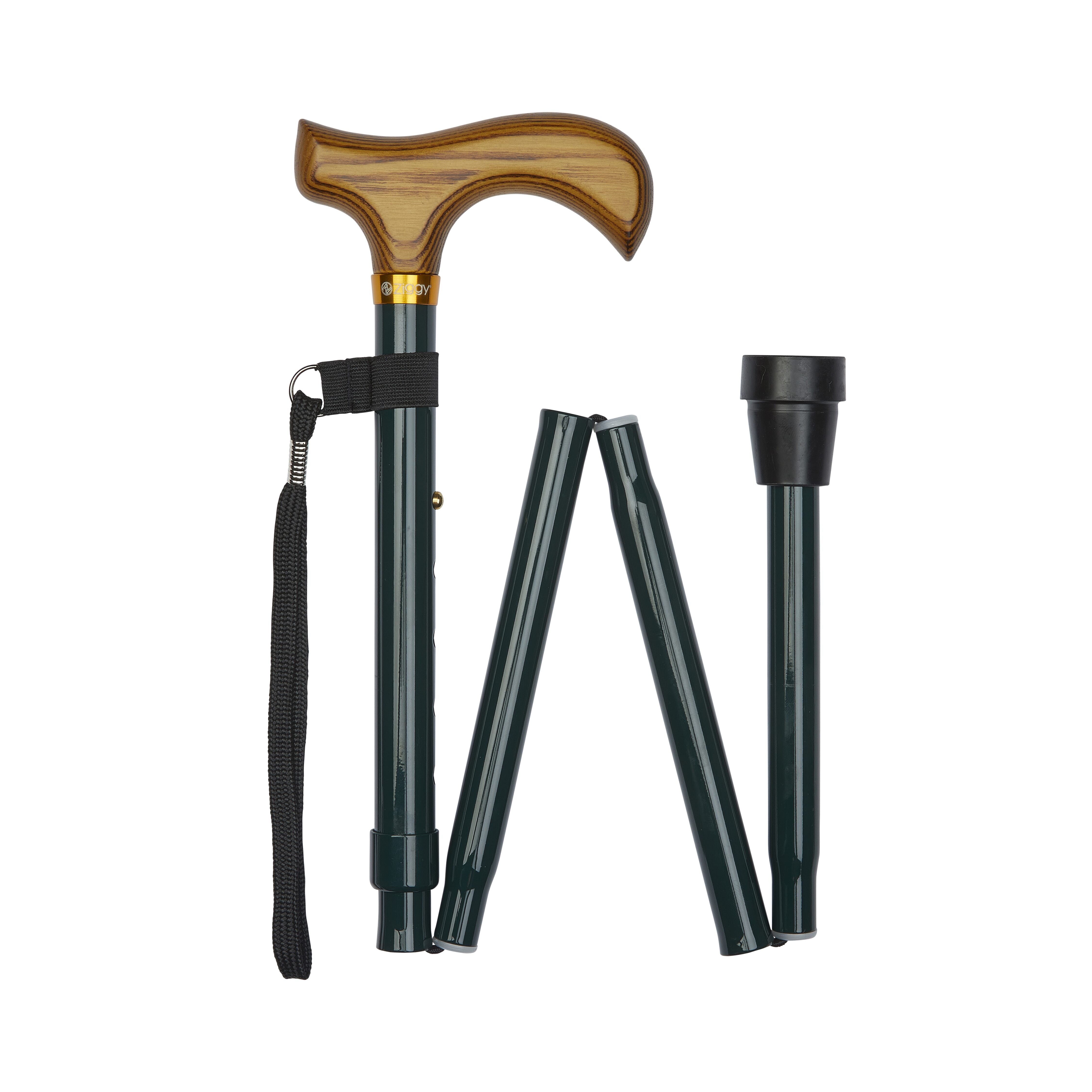 deluxe folding walking stick dark green folded