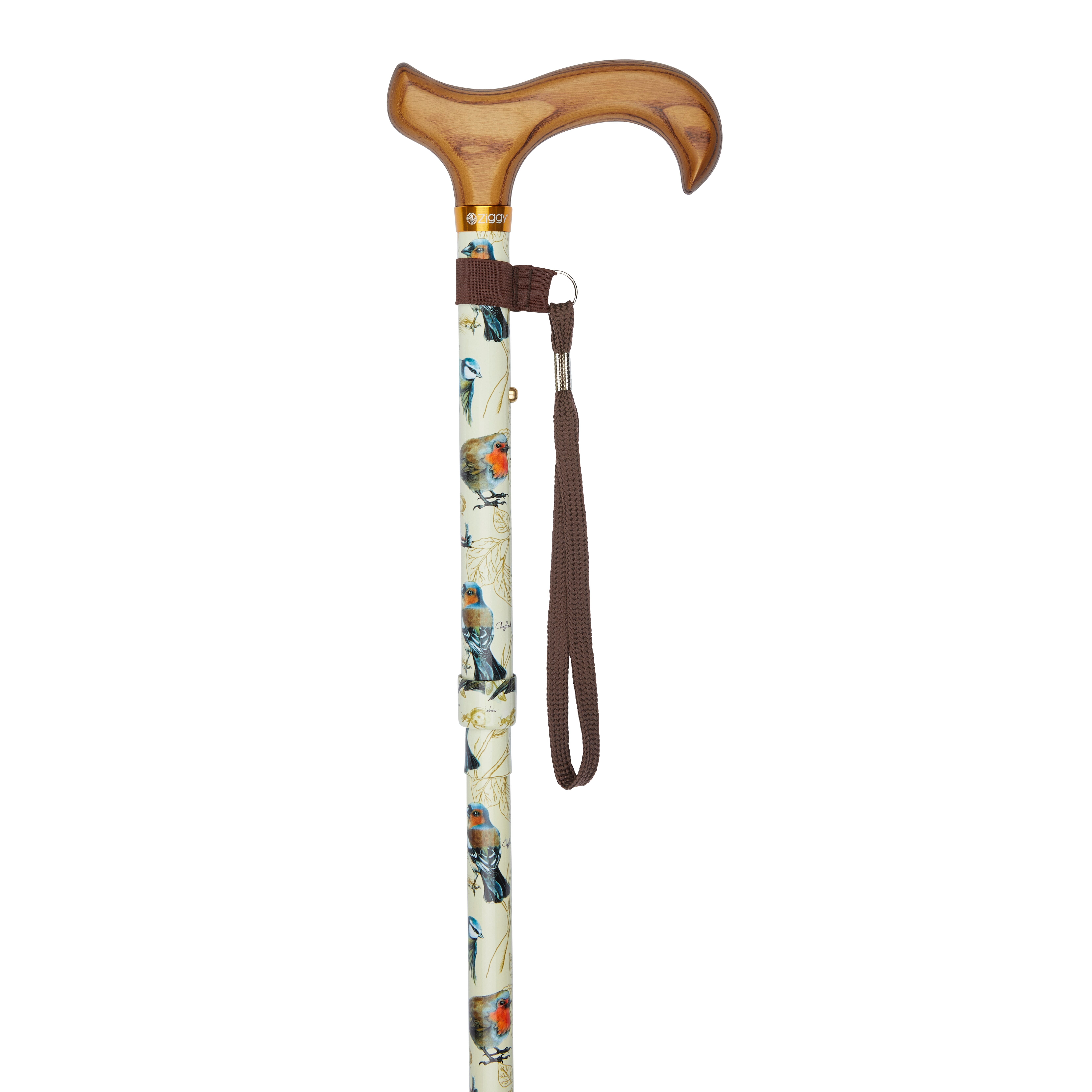 deluxe folding walking stick garden birds pattern handle
