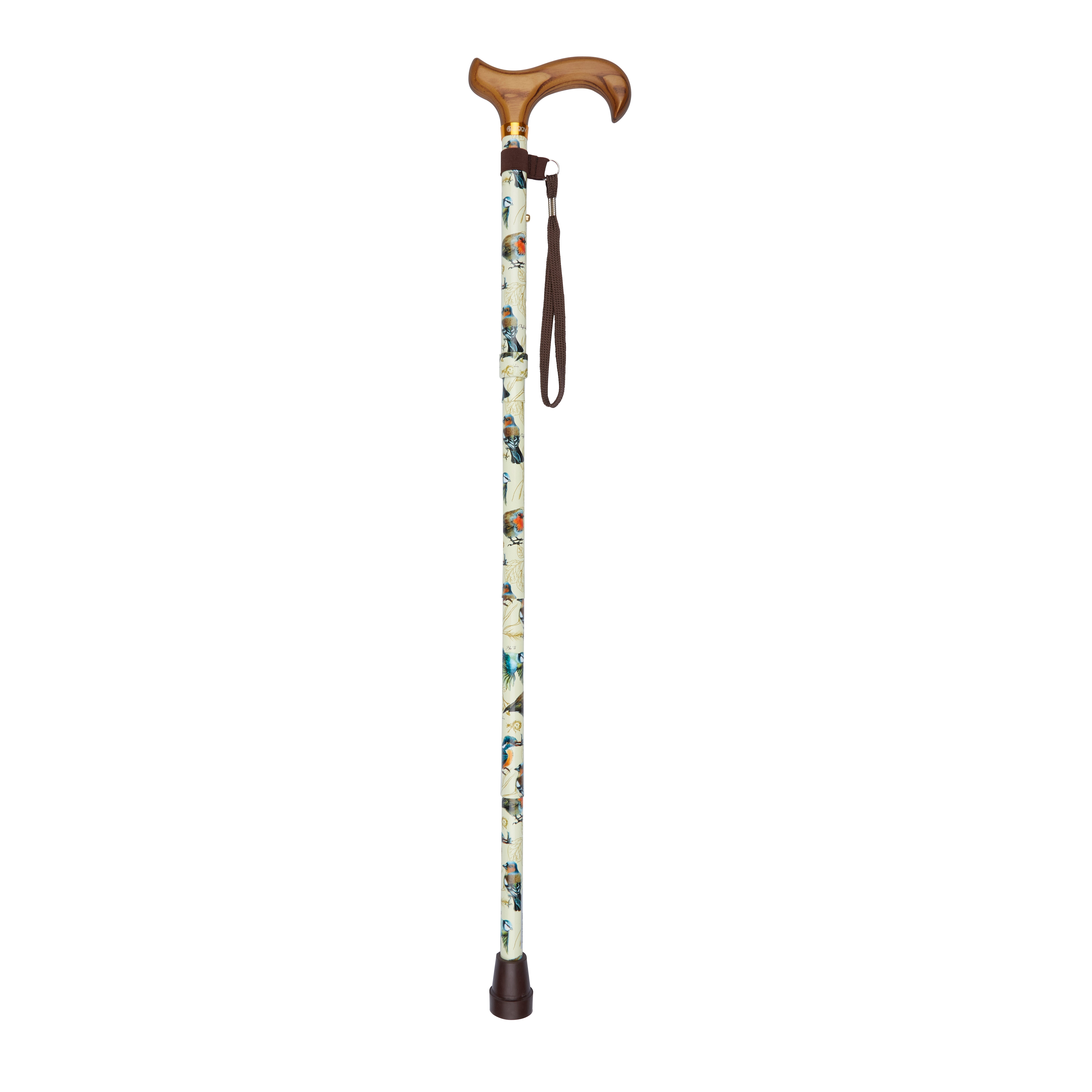 deluxe folding walking stick garden birds pattern