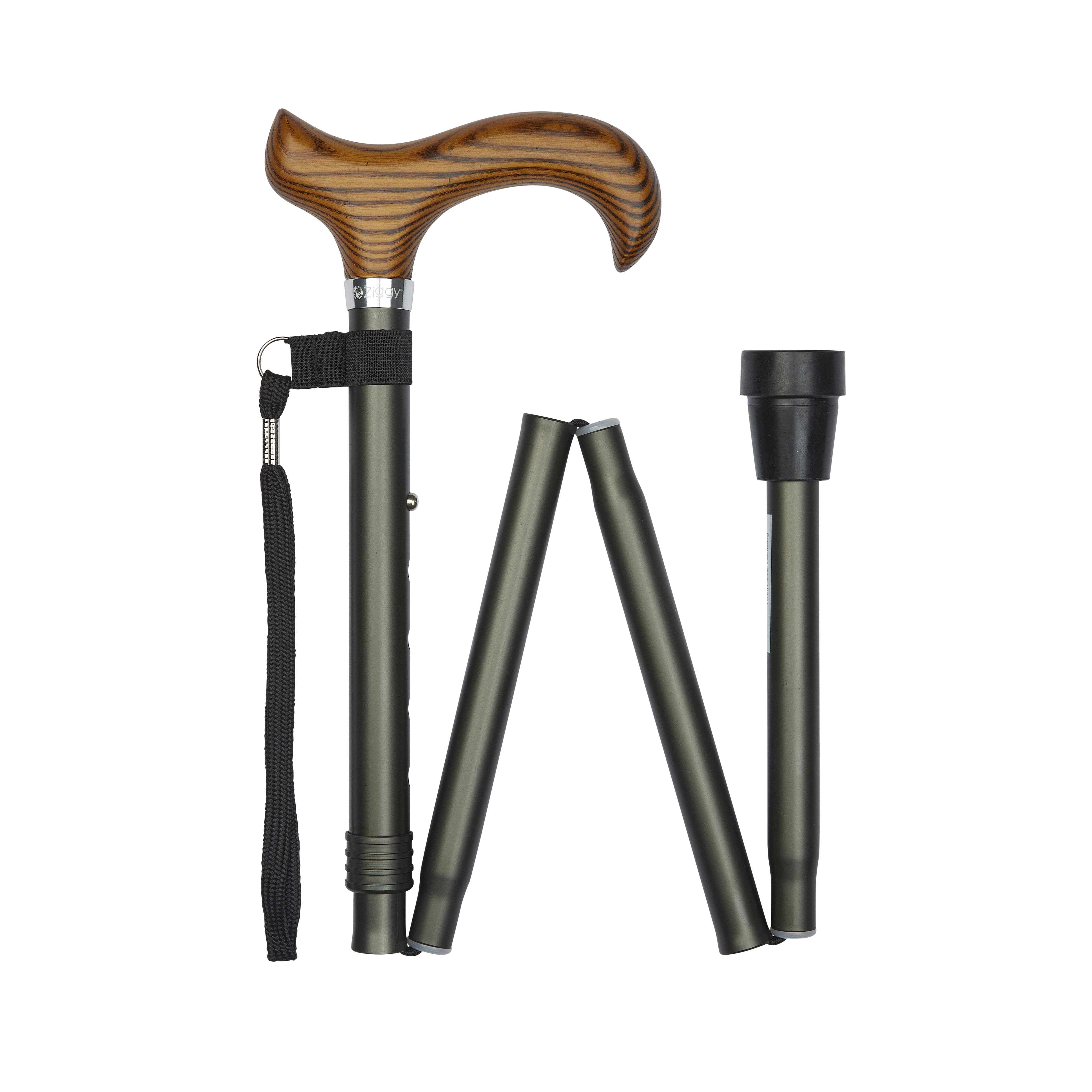 deluxe folding walking stick grey folded