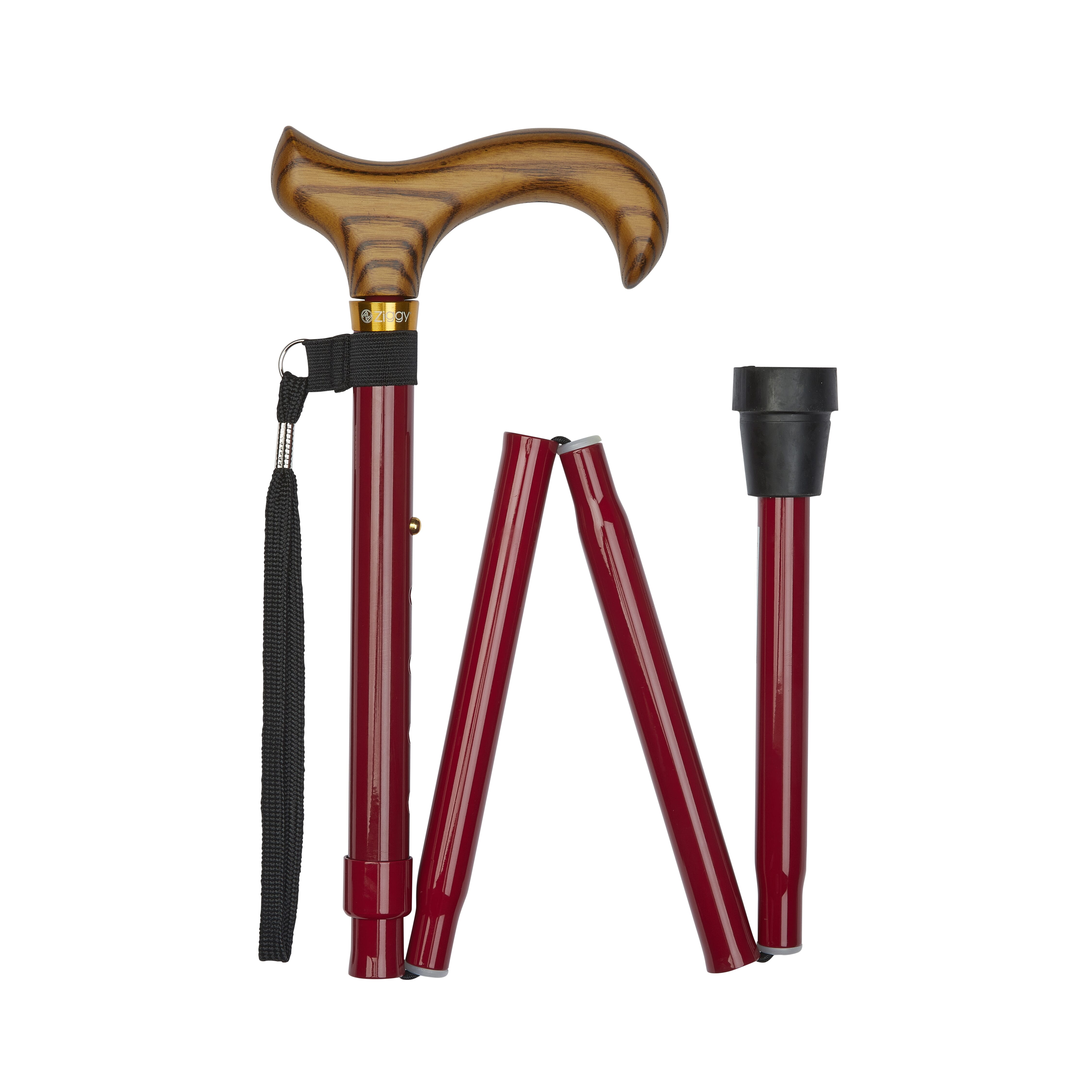 deluxe folding walking stick red folded