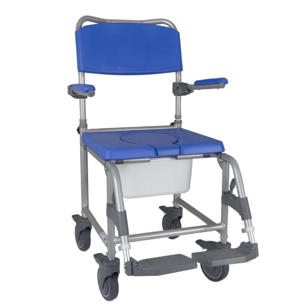 View Deluxe Lightweight Shower Commode Chair with Detachable Back Attendantpropelled information