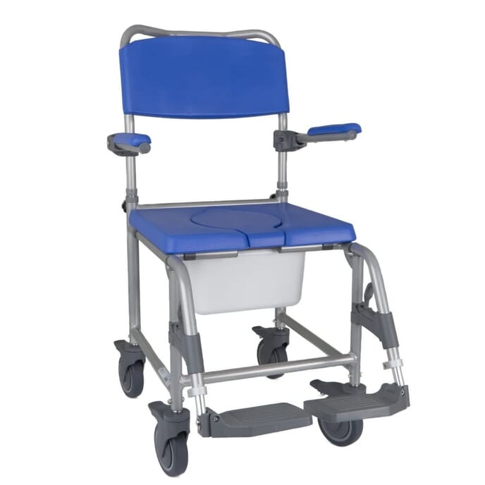 deluxe lightweight shower commode chair with detachable back attendant propelled