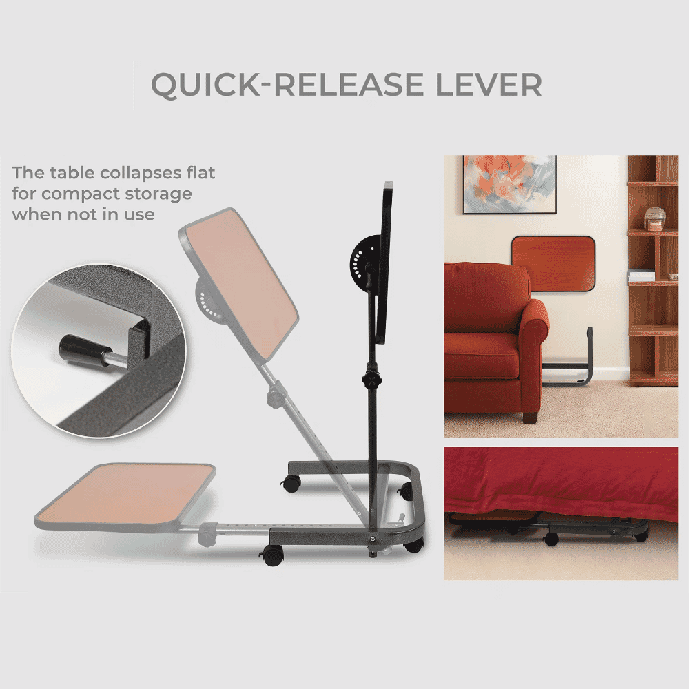 deluxe over chair table with wheels quick release