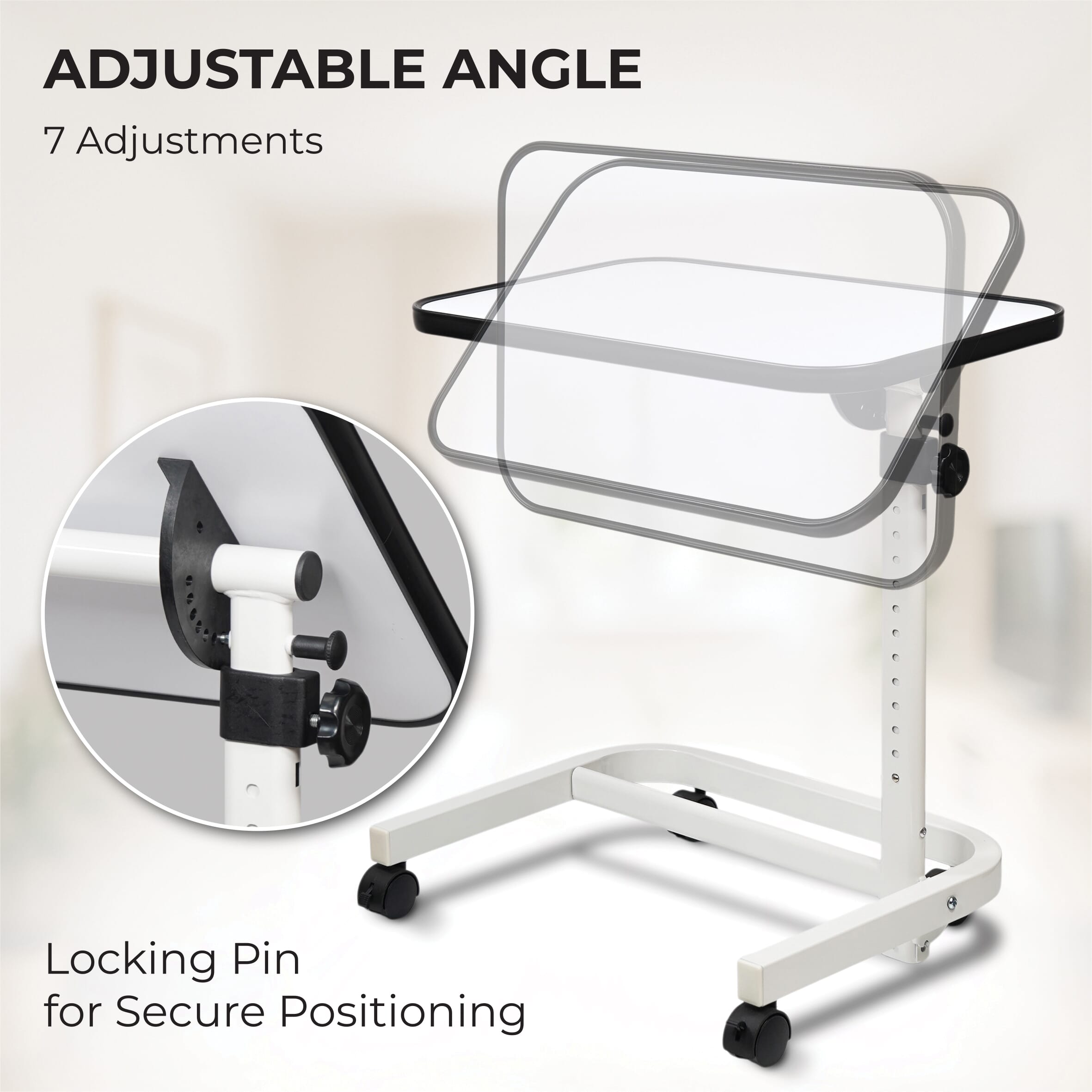 deluxe over chair table with wheels white 8