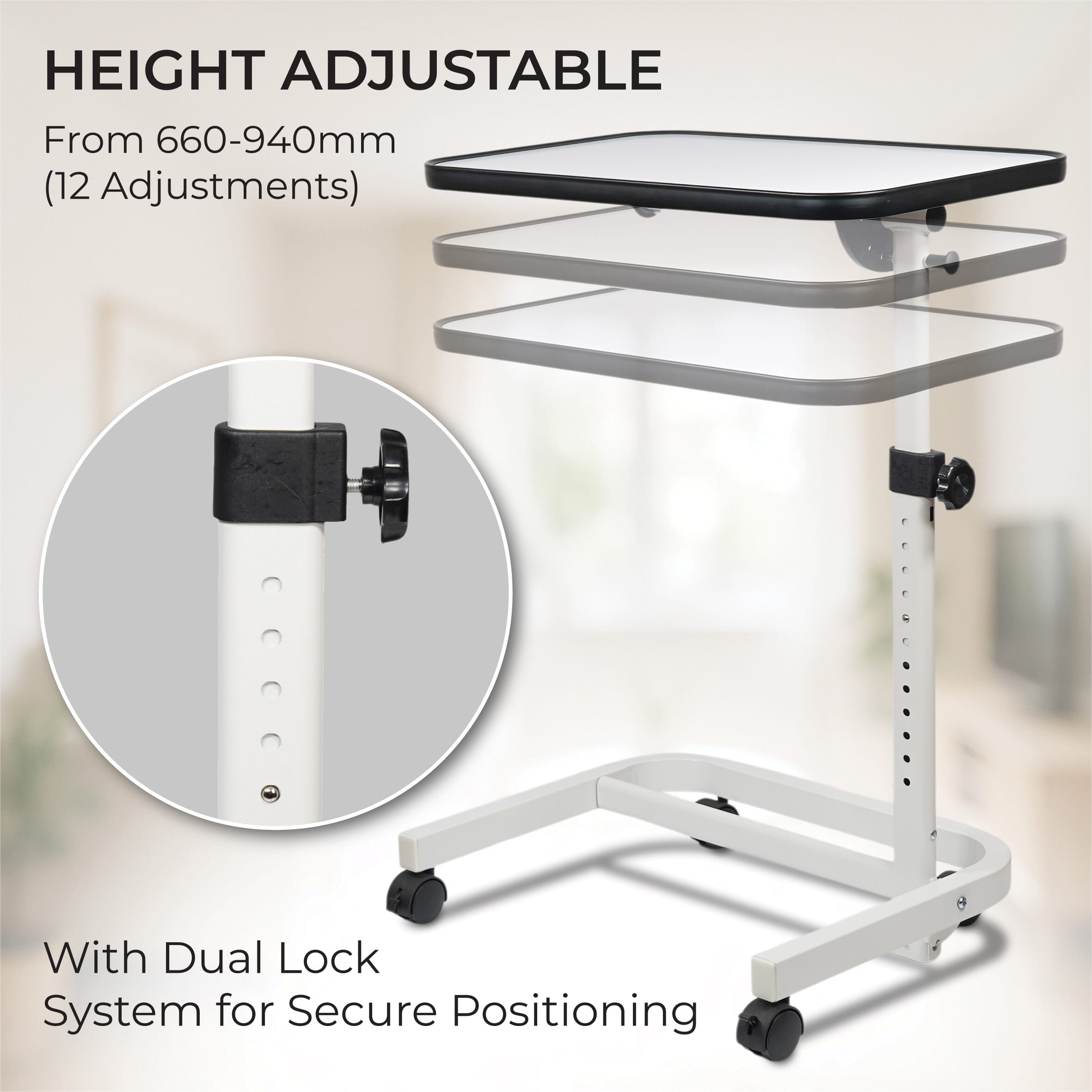 deluxe over chair table with wheels white 9