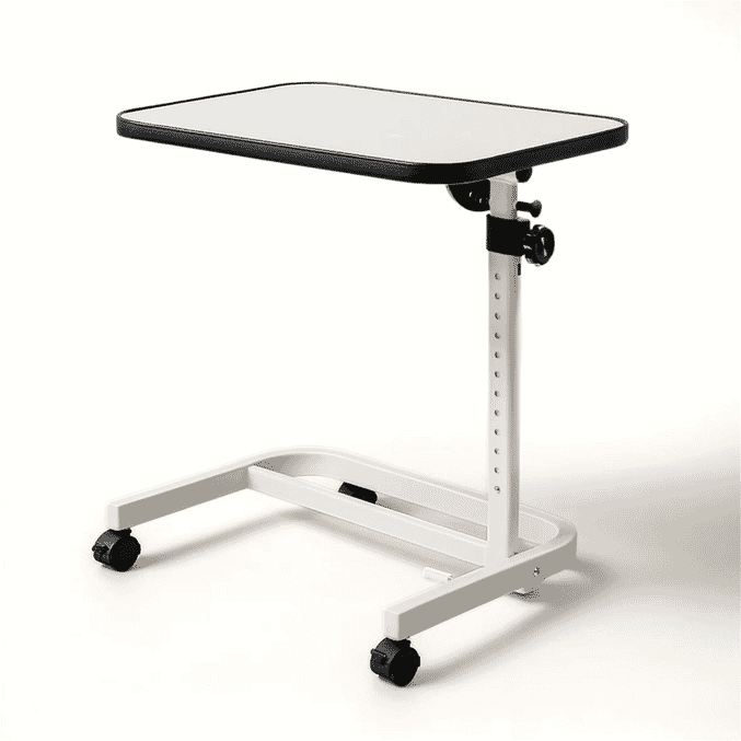 deluxe over chair table with wheels white