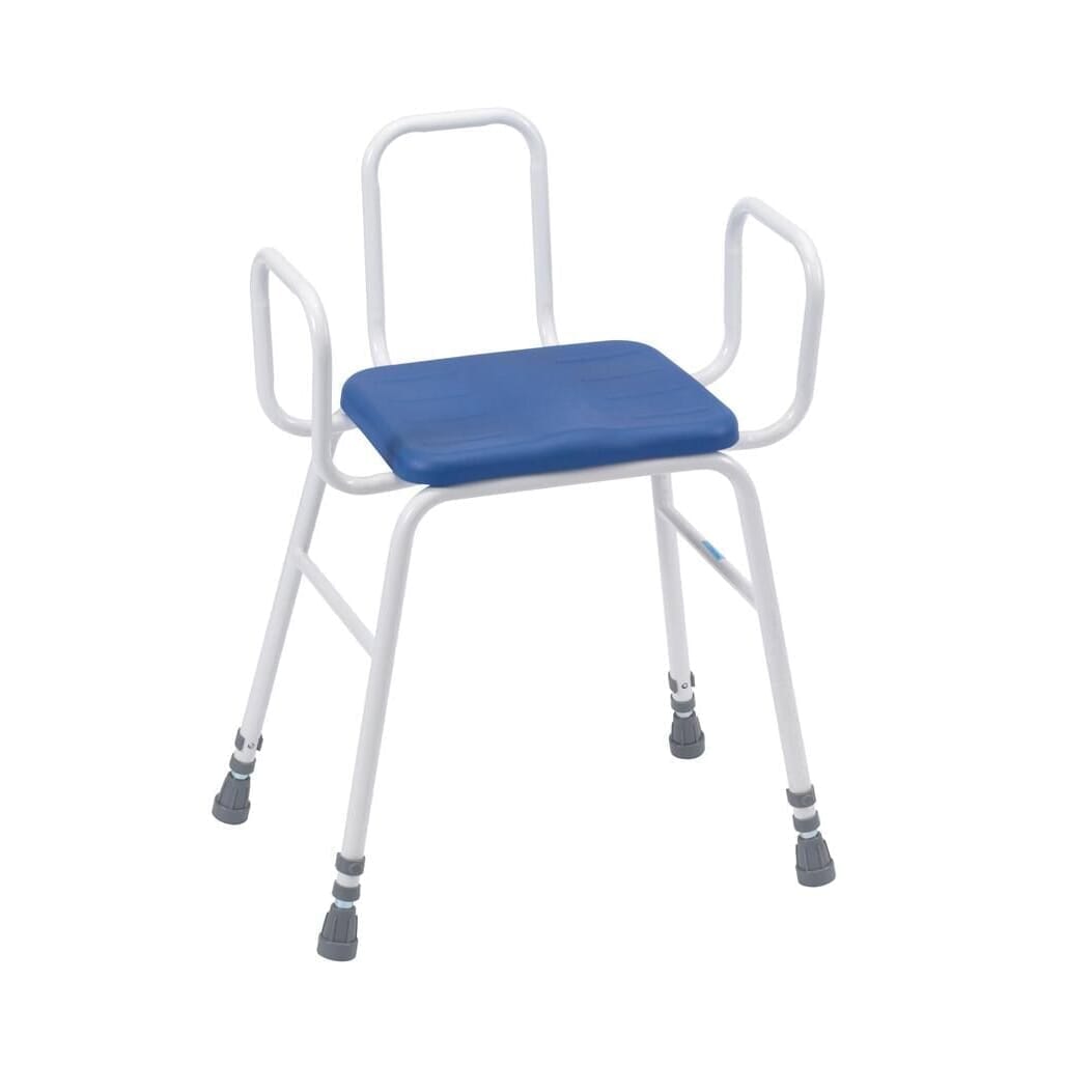 deluxe padded perching stool adjustable height tubular arms back