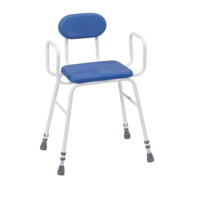 deluxe padded perching stool adjustable height tubular arms padded back