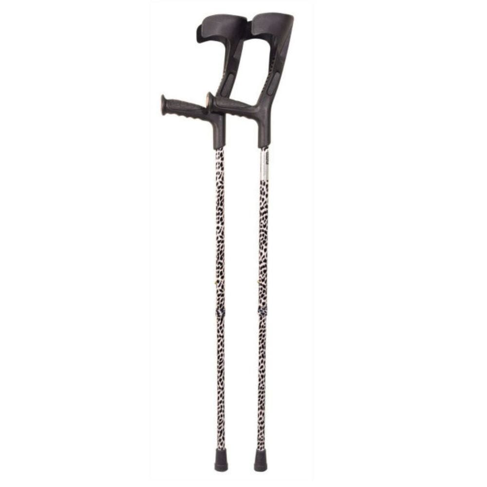 View Deluxe Patterned Forearm Crutches Pair Black Black and white pattern body information
