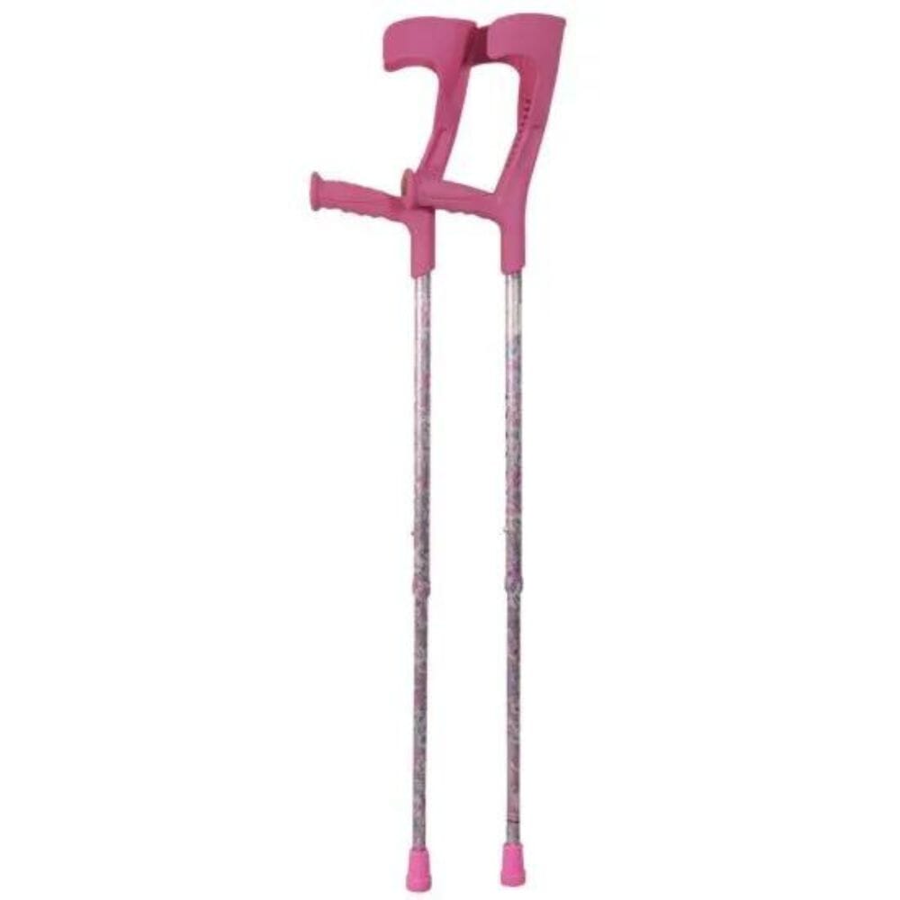 View Deluxe Patterned Forearm Crutches Pair Pink Pink multipattern body information