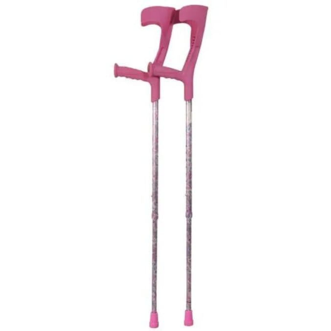 deluxe patterned forearm crutches pair pink pink multi pattern body