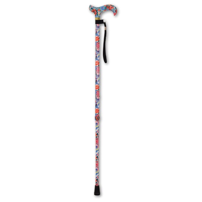 deluxe patterned walking cane floral