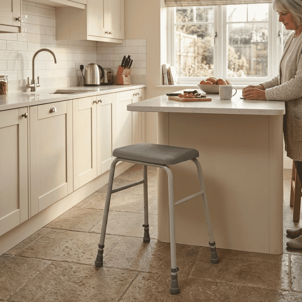 deluxe perching stool in kitchen