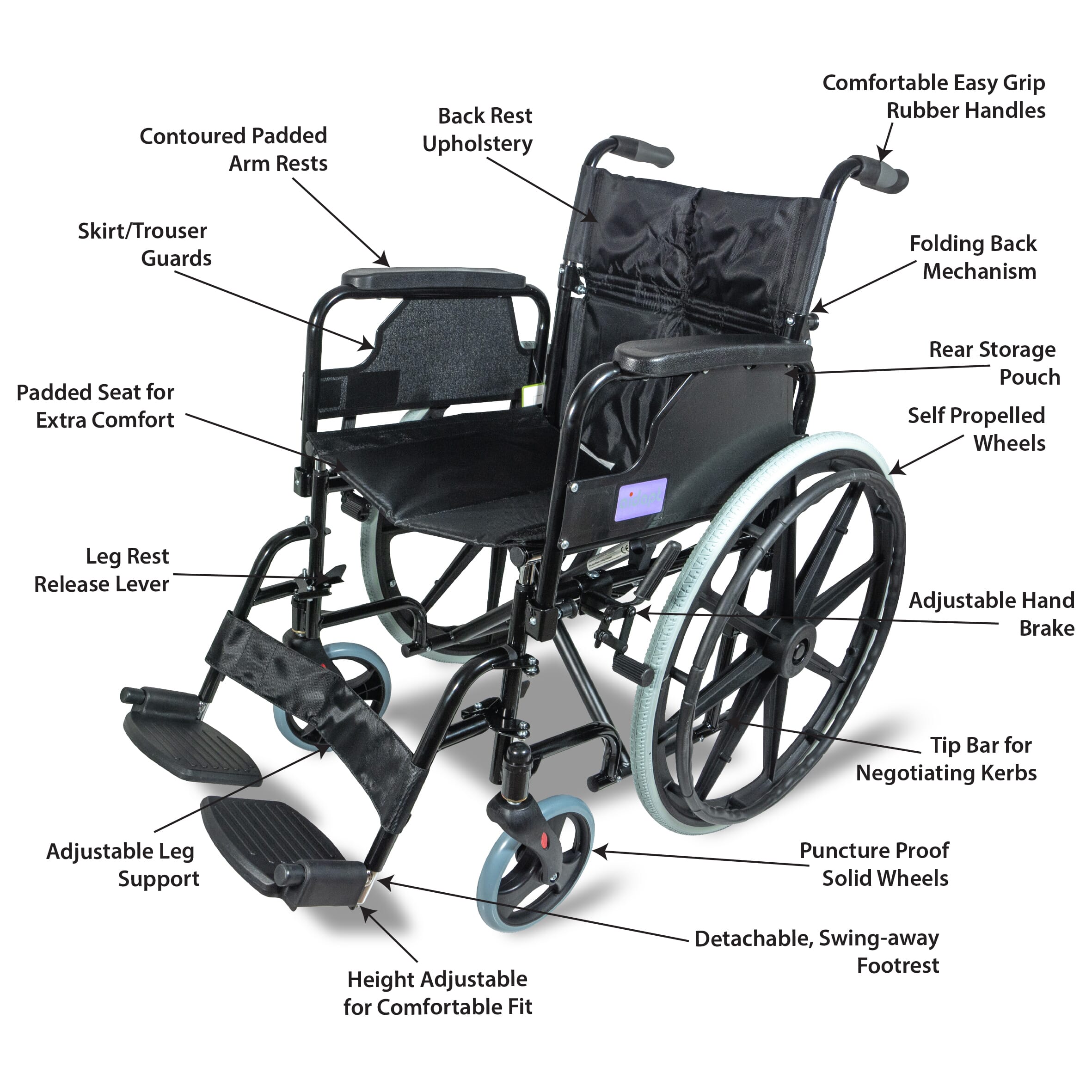 deluxe self propelled steel wheelchair features
