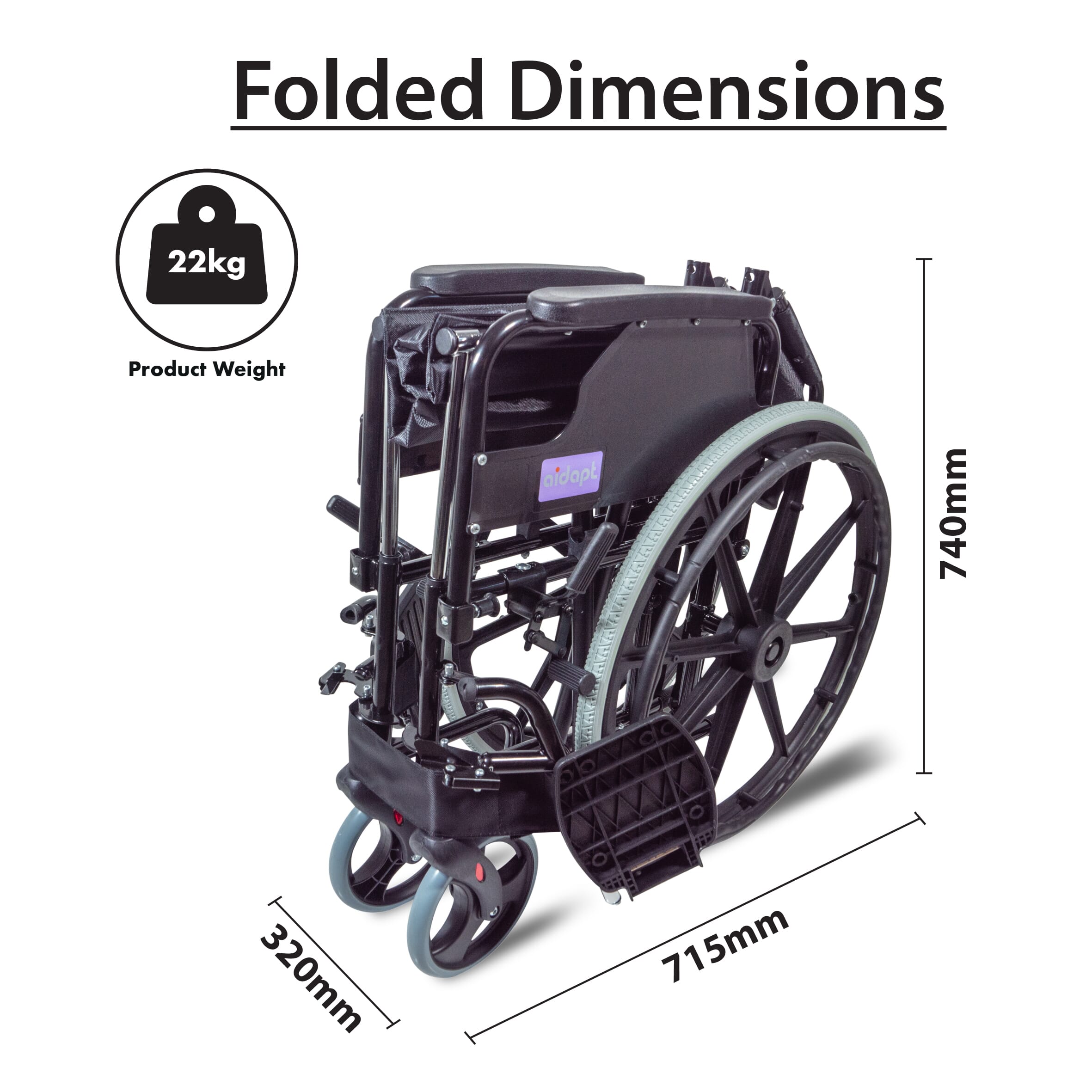 deluxe self propelled steel wheelchair folded dimensions