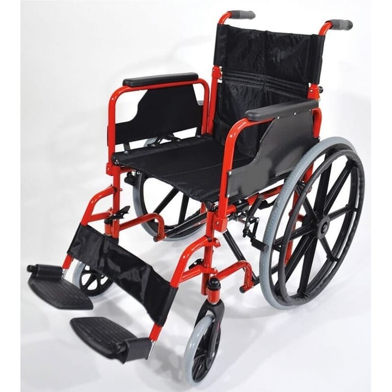 deluxe self propelled steel wheelchair red