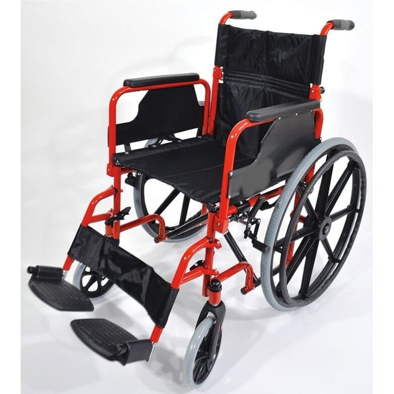 deluxe self propelled steel wheelchair red