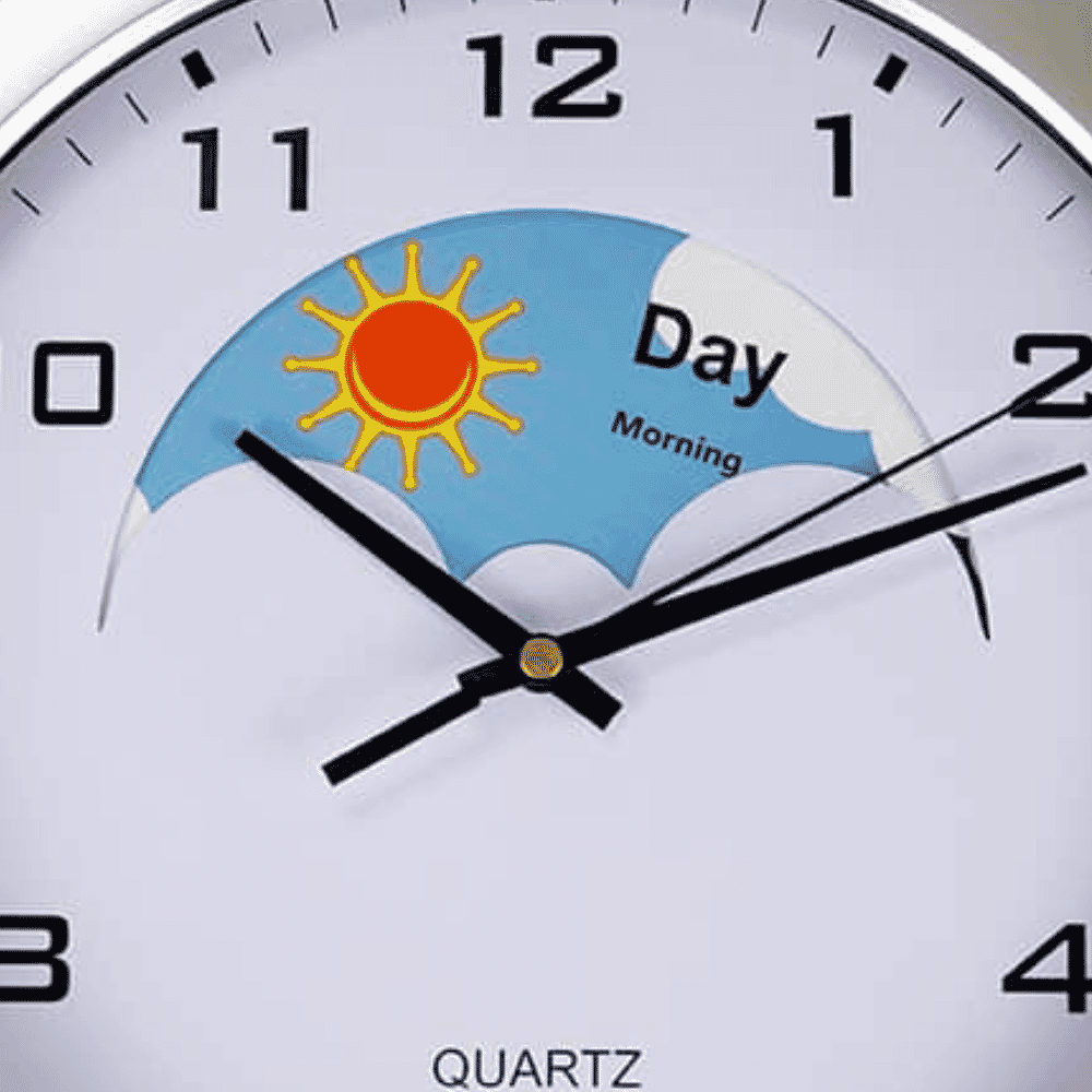 dementia care day and night clock day close up