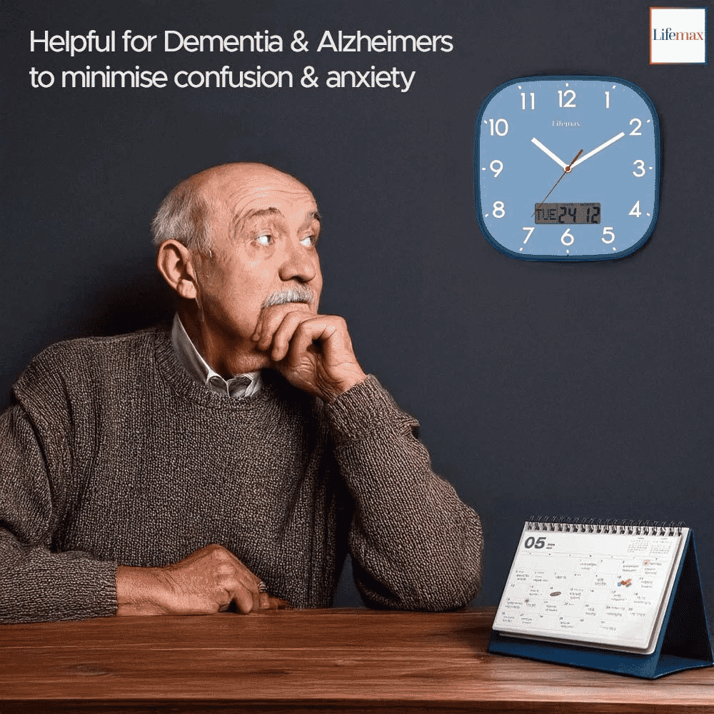 dementia friendly day and date wall clock features