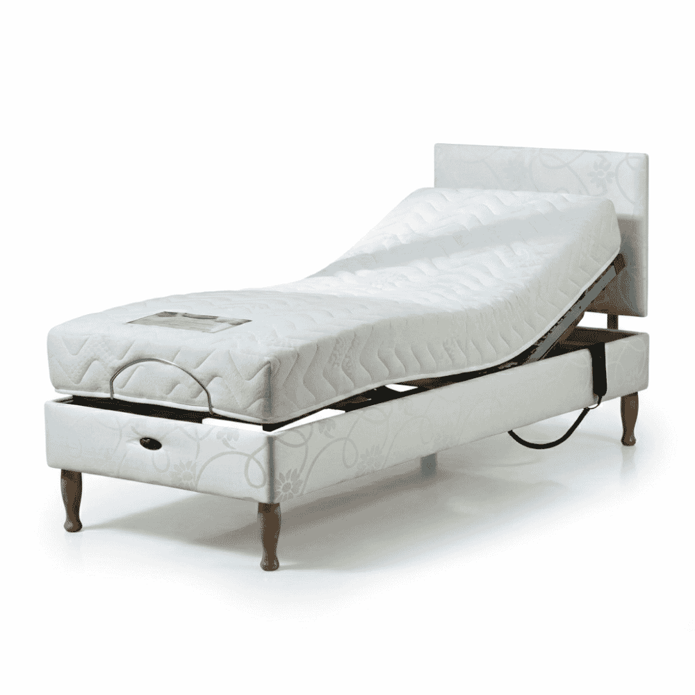 devon adjustable small single divan bed with headboard and memory foam mattress