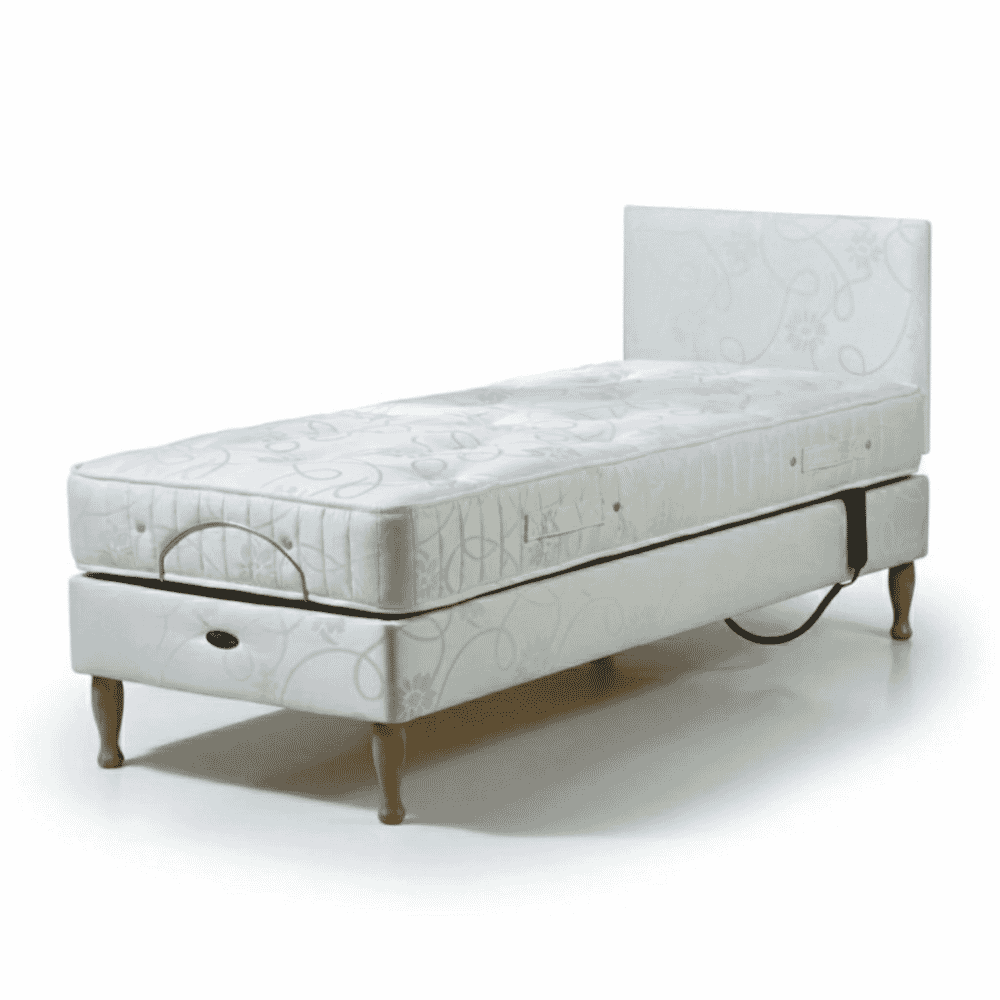 devon adjustable small single divan bed with headboard and pocket sprung mattress