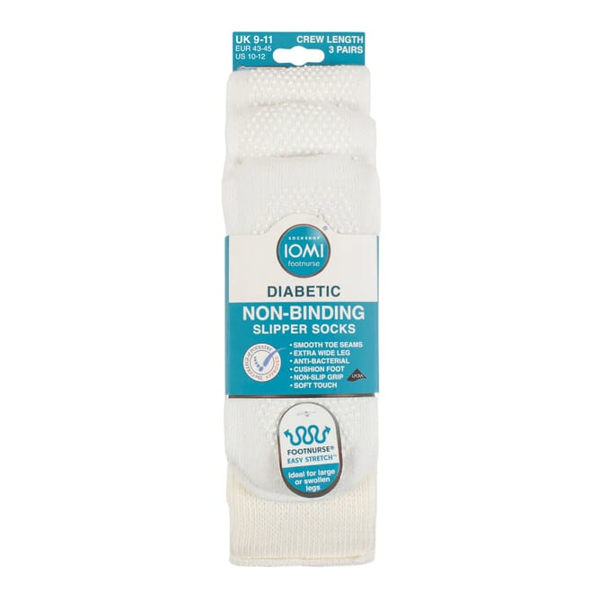 diabetic slipper socks 3 pairs size 9 11 white