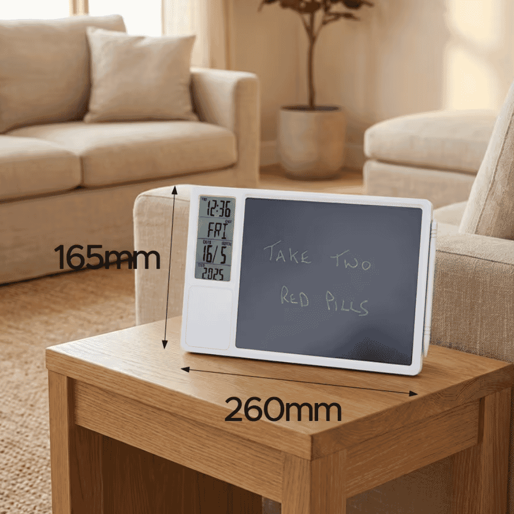 digital memo board and day date clock size