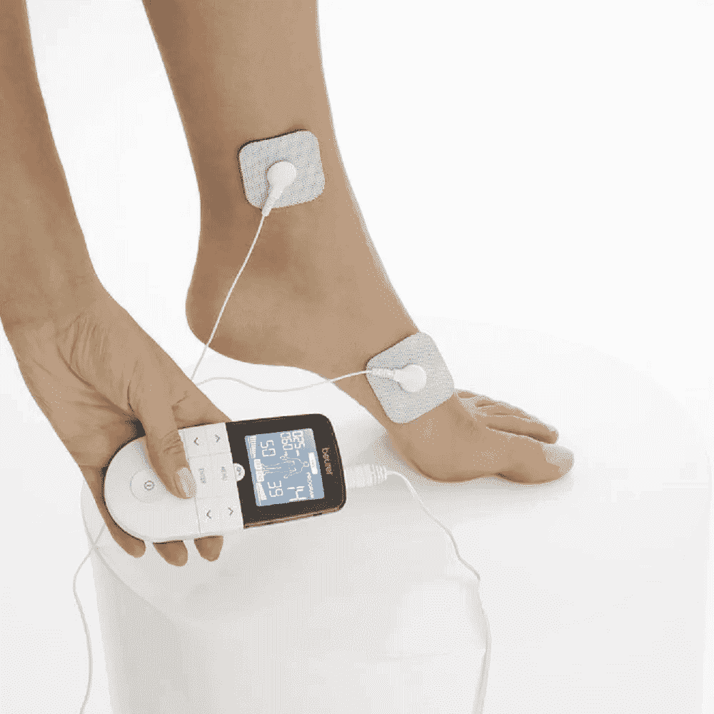 digital tens ems device on foot