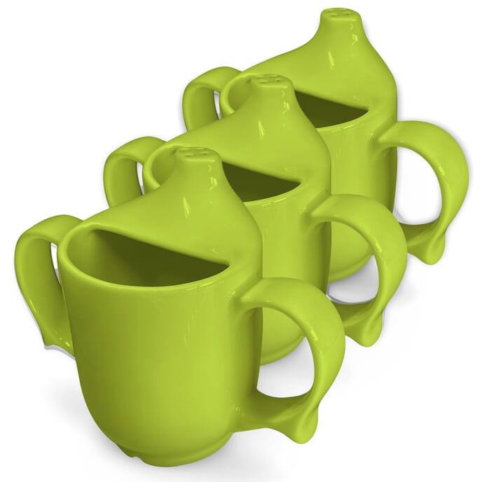 dignity two handled drinking cup green pack of 3