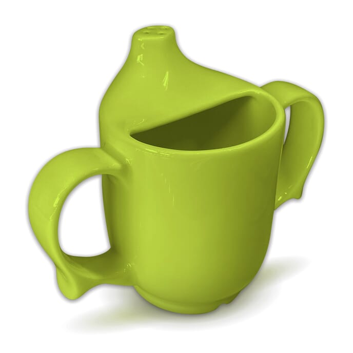 dignity two handled drinking cup green