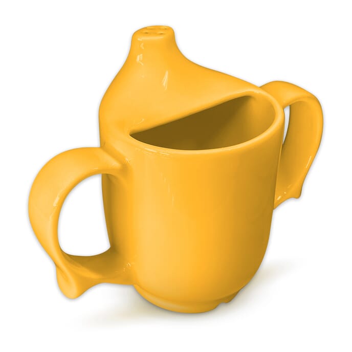 dignity two handled drinking cup yellow