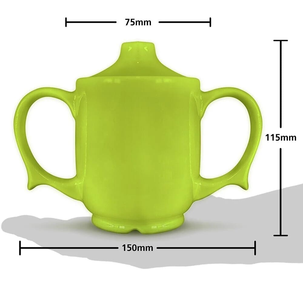 dignity two handled feeder cup green dimensions