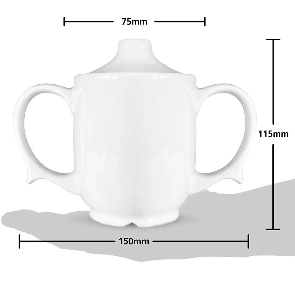 dignity two handled feeder cup white dimensions